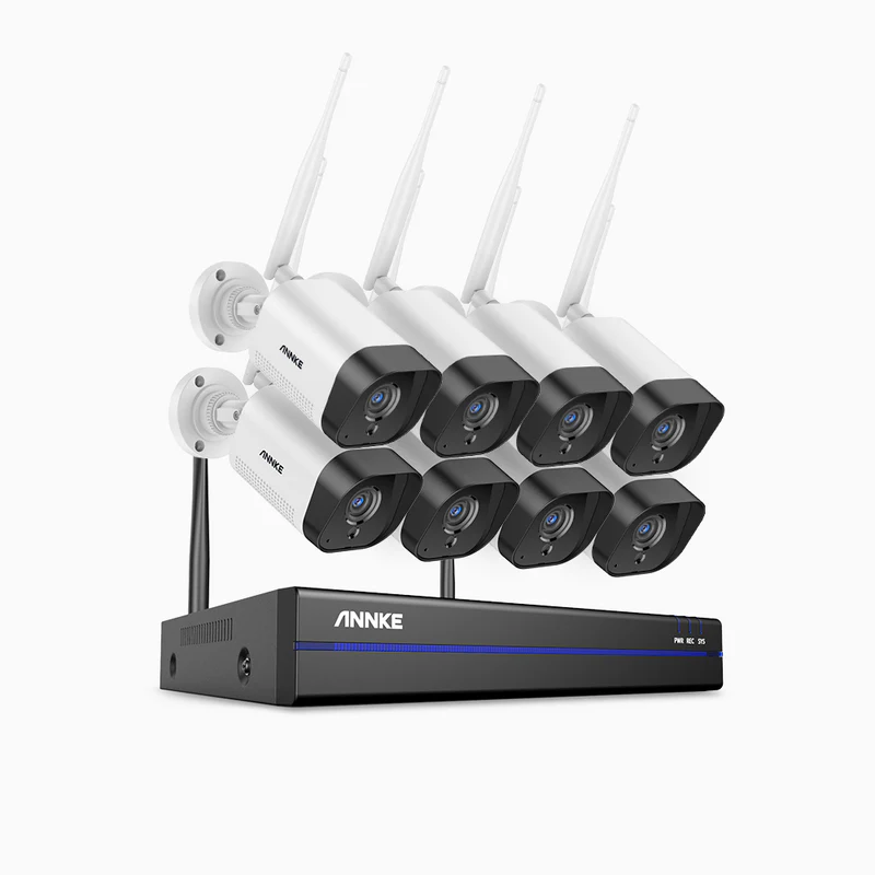 Bgcamera Bulgaria ANNKE WAS500 Безжична NVR CCTV система 4TB 5MP 8 канала 8 камери EXIR нощно виждане Двупосочно аудио Вграден микрофон Работи с Alexa IP66 Водоустойчивост