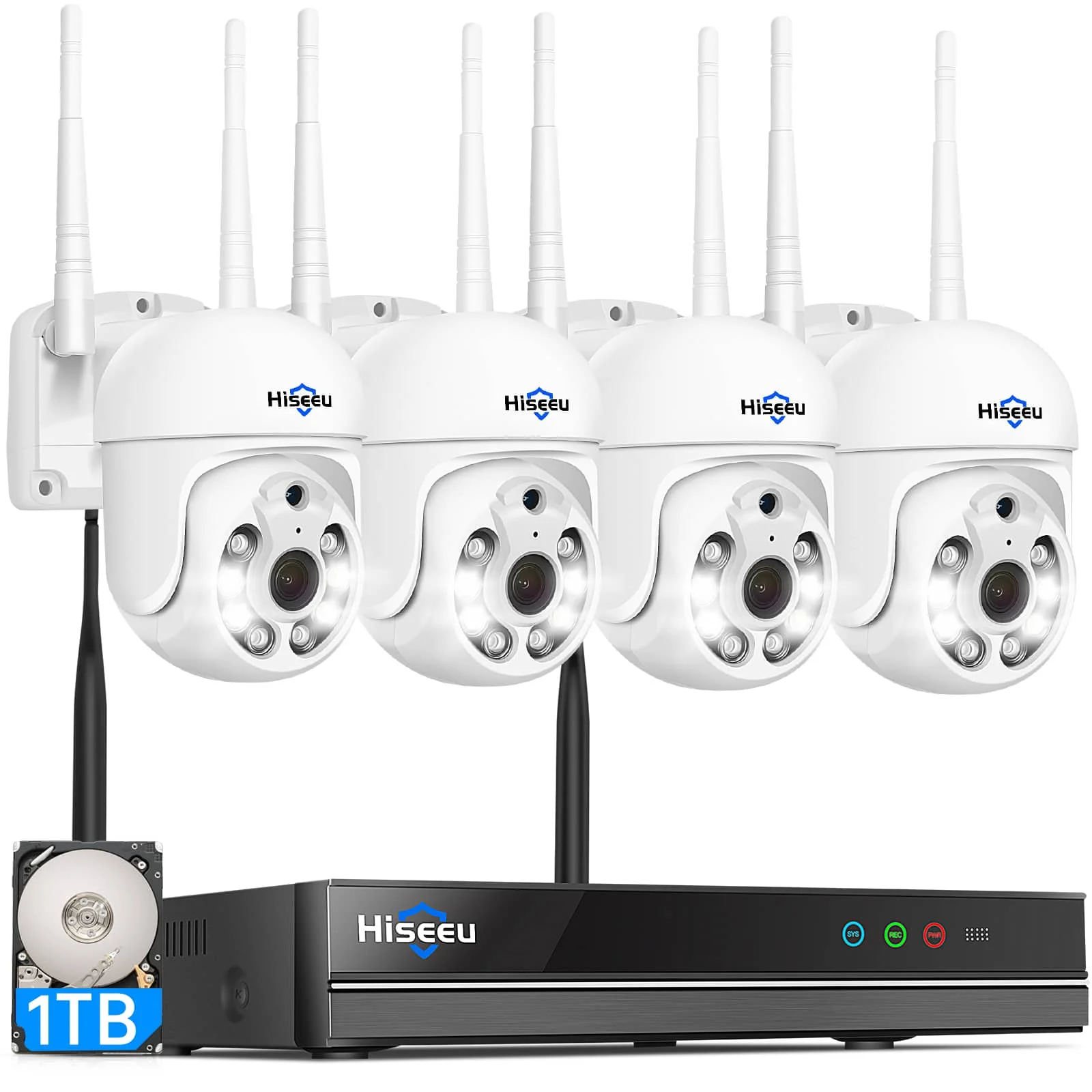 Hiseeu 5MP 10CH PTZ Система за видеонаблюдение AI Откриване на движение Водоустойчивост IP66 Цветно нощно виждане ICSEE APP