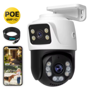 UDECER WiFi PTZ Външна Камера с Два обектива 6MP PоE WiFi PTZ Автоматично проследяване HD видеонаблюдение iCSee APP