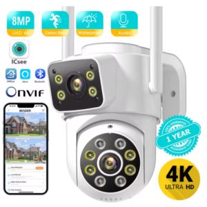 BESDER K3Q 8MP WiFi IP PTZ Kамера с двоен обектив Автоматично проследяване Нощно виждане iCSee APP