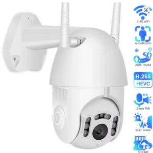 WiFi 1080P 2MP Външна Камера за видеонаблюдение с PTZ Автоматично проследяване Нощно виждане и Двупосочно аудио V380 APP